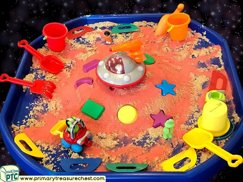 Space - Robot - Astronauts - Mars - Alien Themed Coloured Sand Multi-sensory Tuff Tray Ideas and Activities